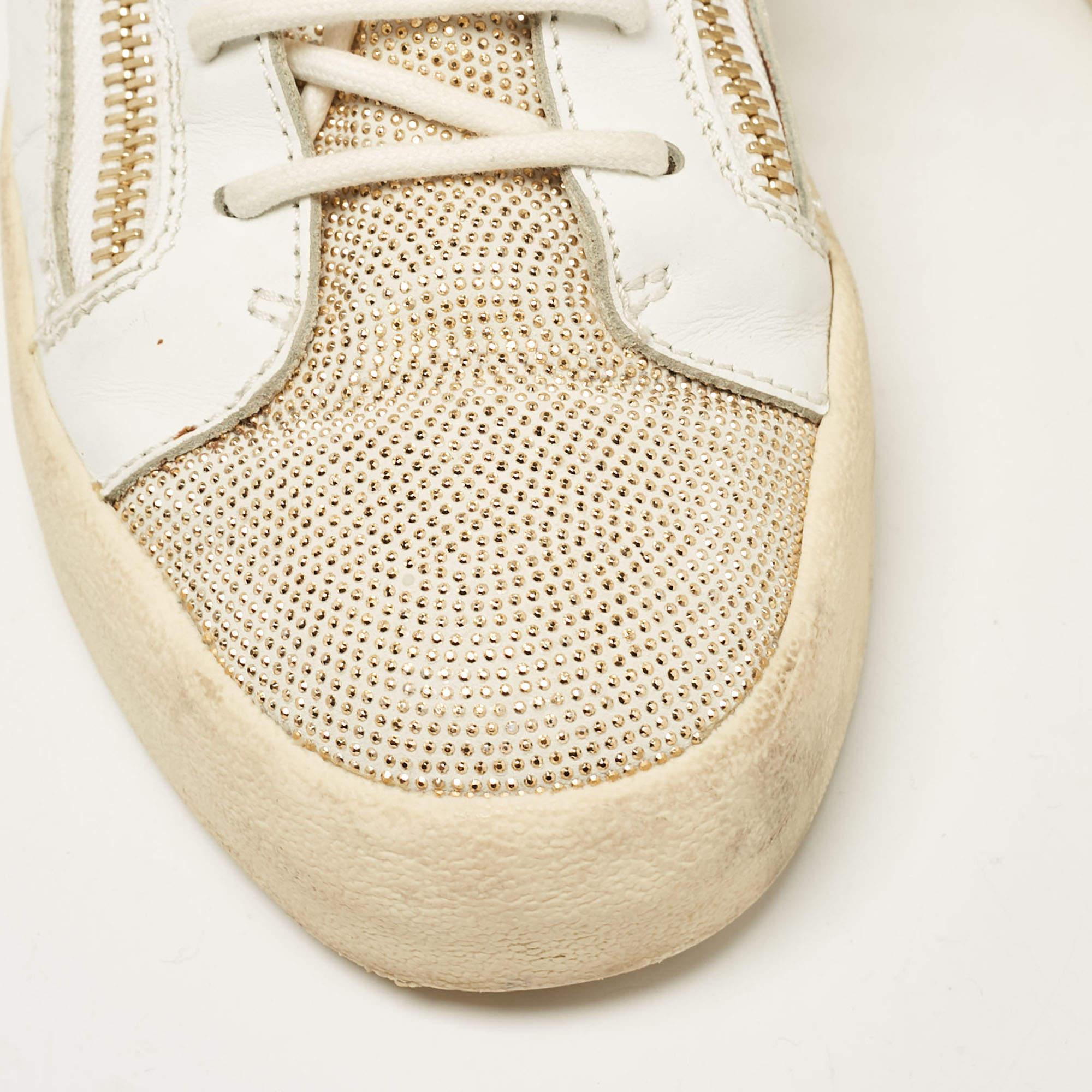 Giuseppe Zanotti Weiß/Gold Leder High Top Turnschuhe Größe 41 3