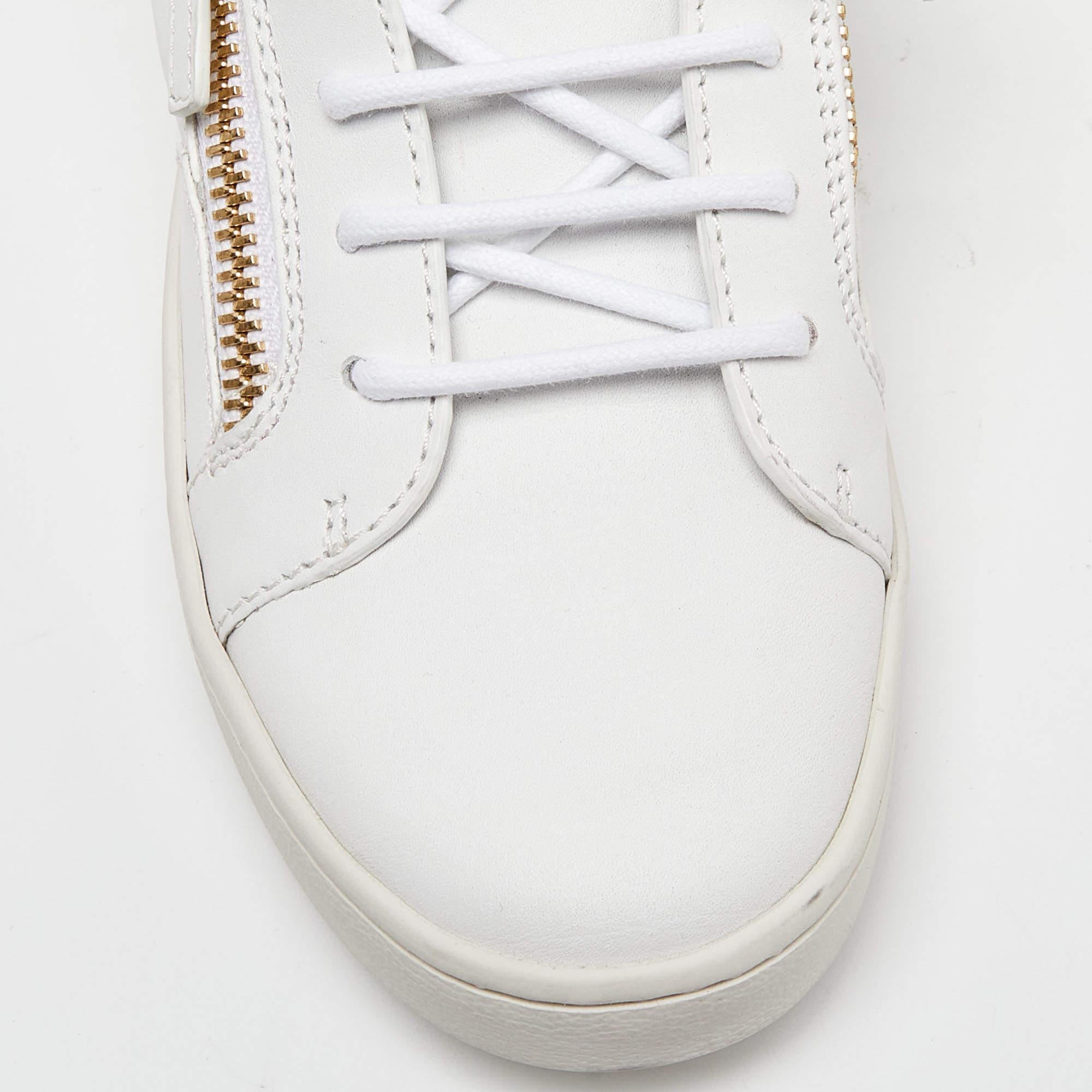 Giuseppe Zanotti White Leather Brek Low Top Sneakers Size 39 For Sale 4