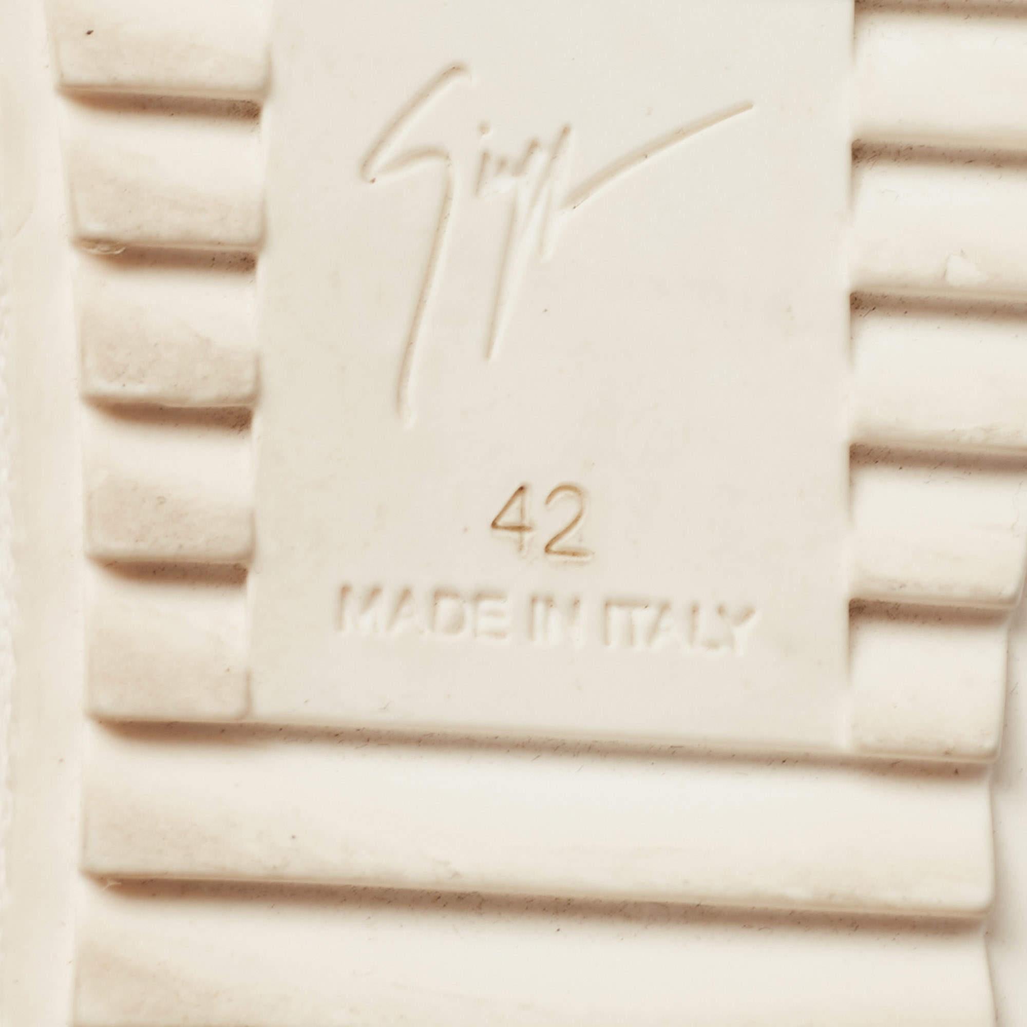 Giuseppe Zanotti White Leather Chain Detail Tumbled Wedge Sneakers Size 42 3