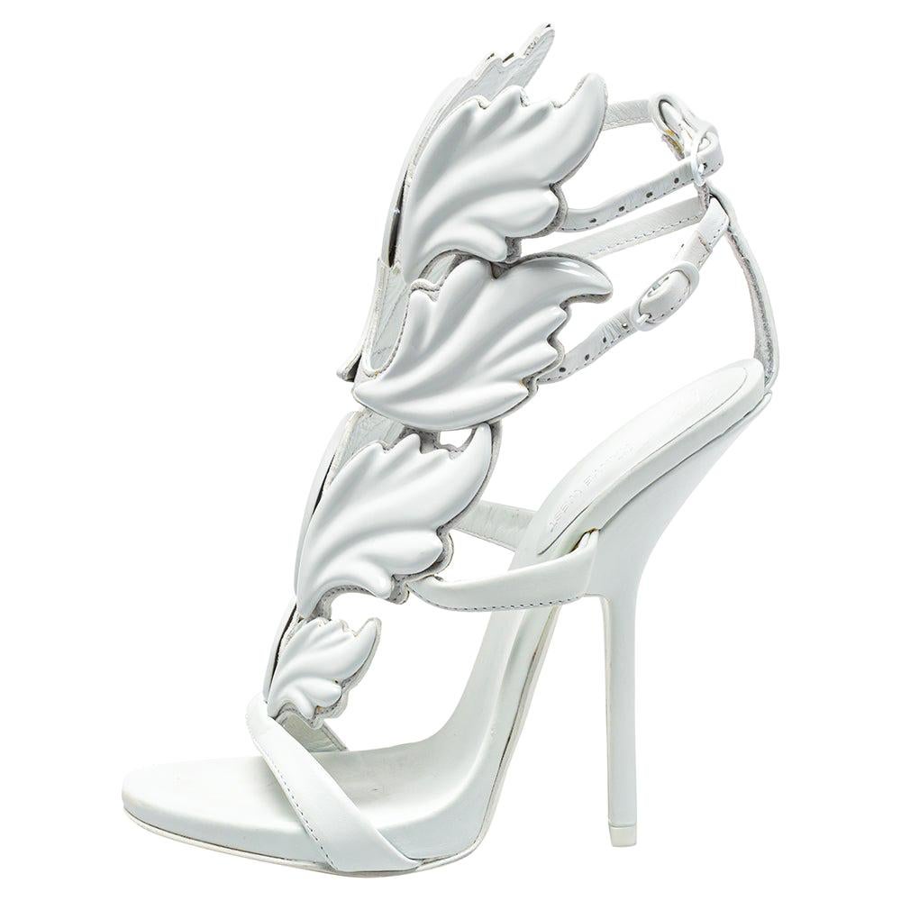 Giuseppe Zanotti White Leather Cruel Wing Sandals Size 35