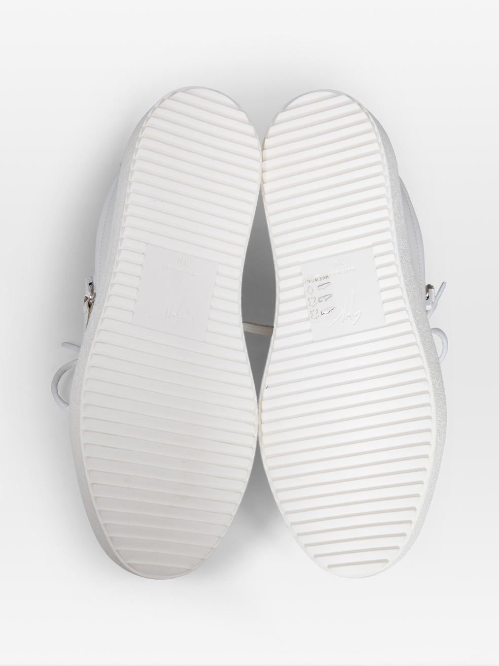 Giuseppe Zanotti White Leather Gail Trainers Size IT 39.5 In New Condition For Sale In London, GB