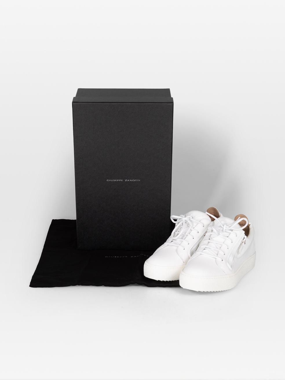 Giuseppe Zanotti White Leather Gail Trainers Size IT 39.5 For Sale 1