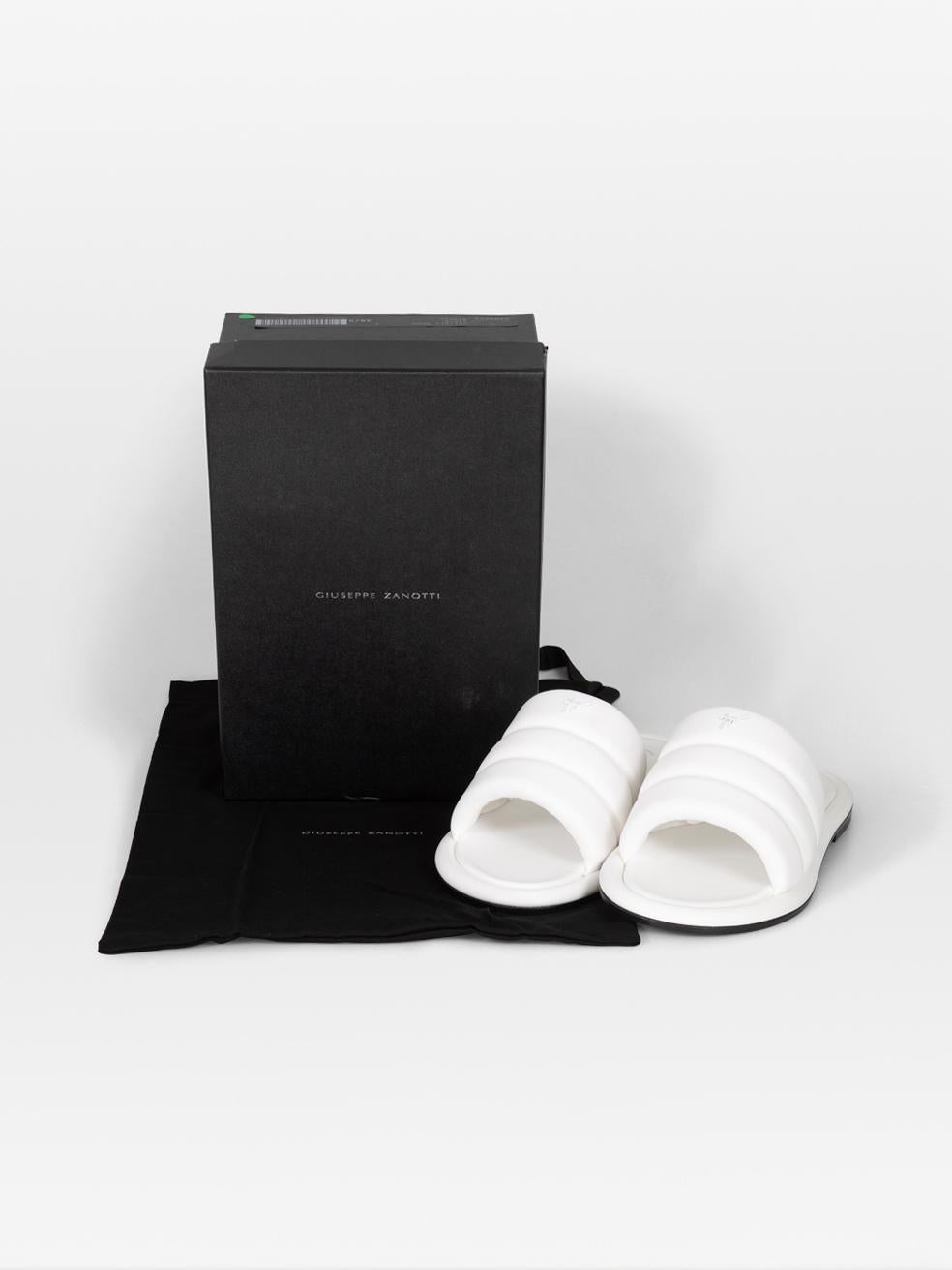 Giuseppe Zanotti White Leather Harmande Slides Size IT 38.5 For Sale 2