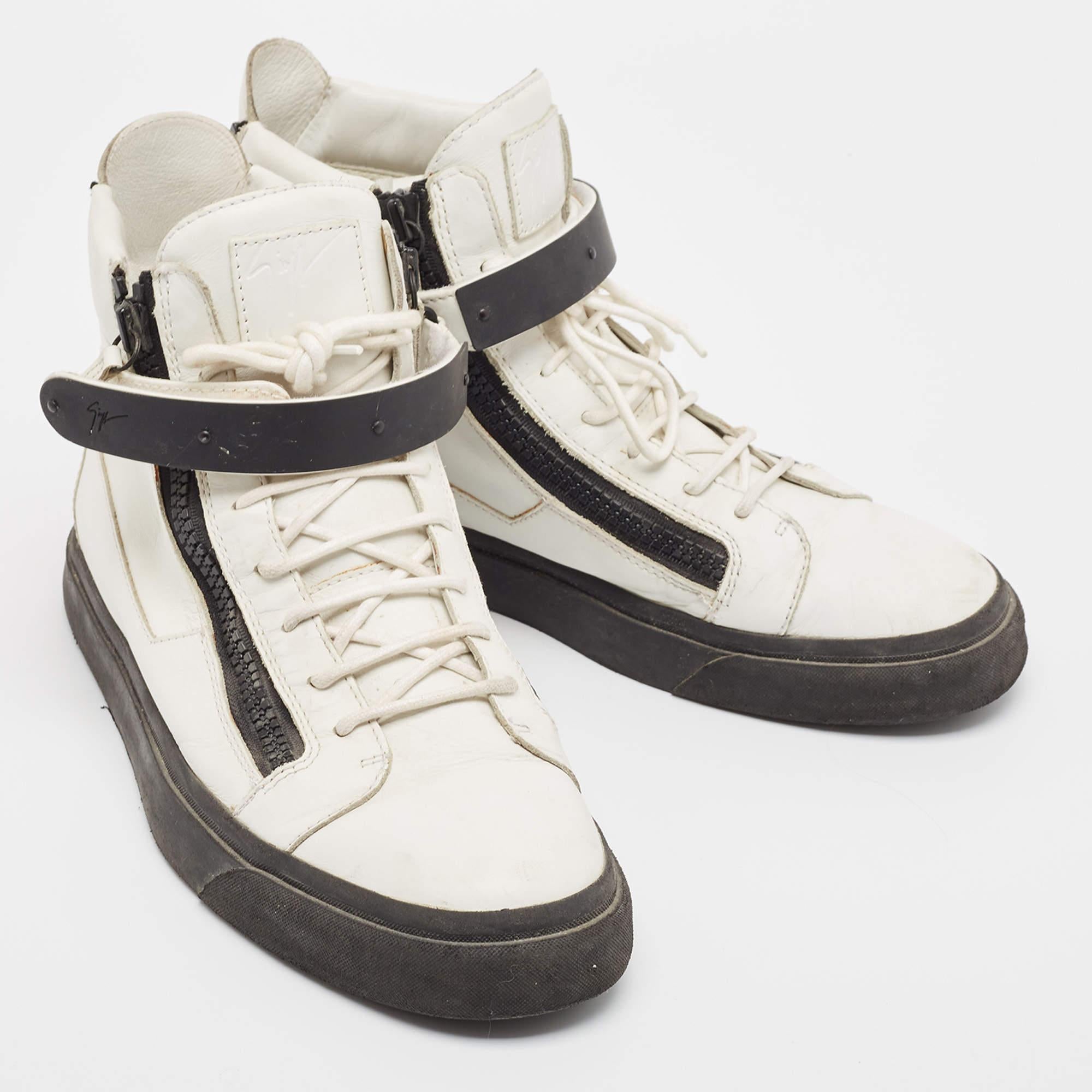 Giuseppe Zanotti Weiße High Top-Turnschuhe aus Leder Größe 46 Herren im Angebot
