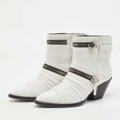 Giuseppe Zanotti White Leather Olinda Ankle Boots