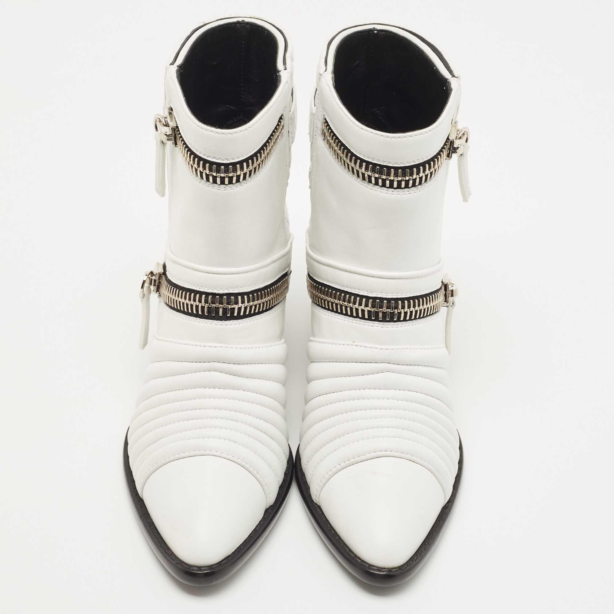Giuseppe Zanotti White Leather Olinda Ankle Boots For Sale 1
