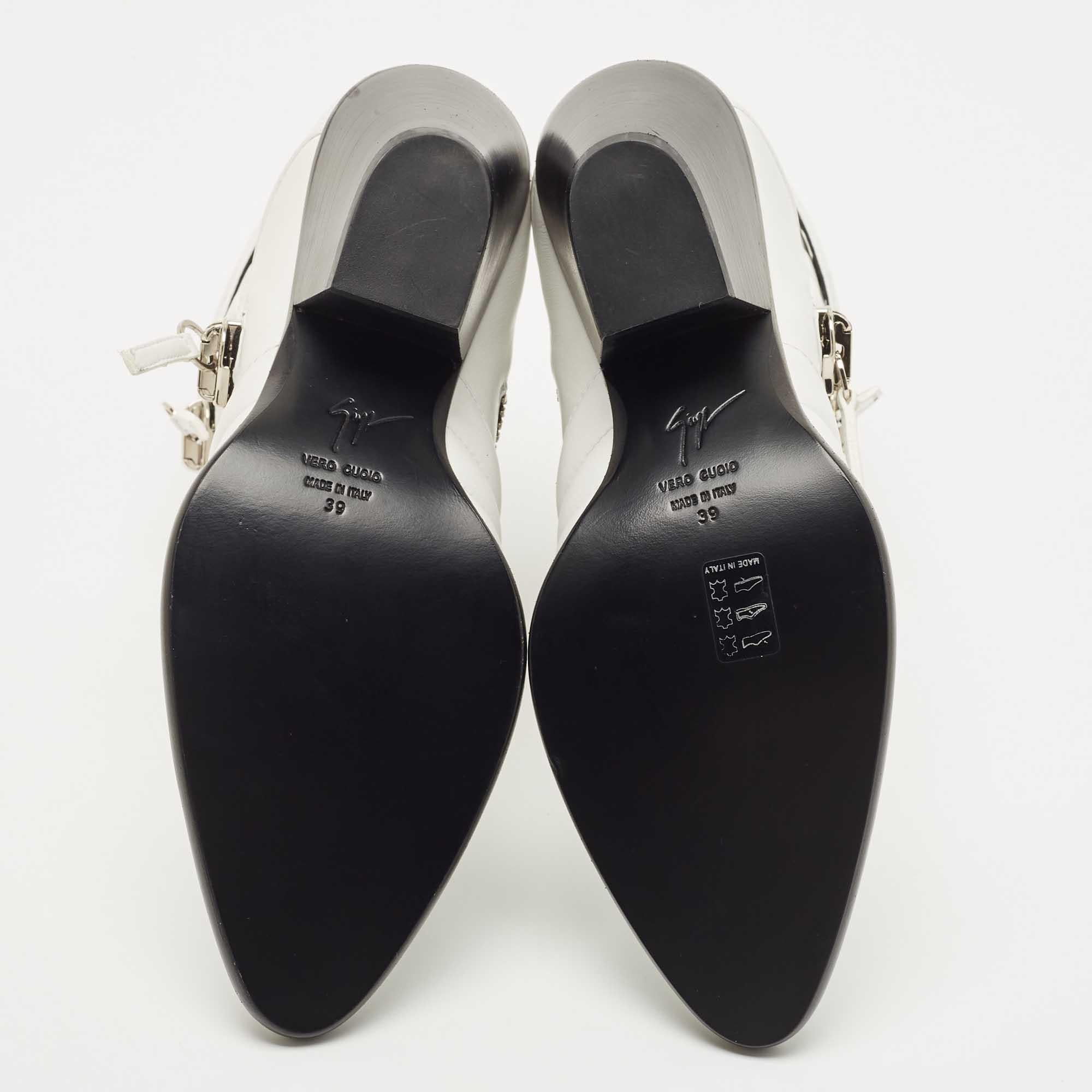 Giuseppe Zanotti White Leather Olinda Ankle Boots For Sale 3