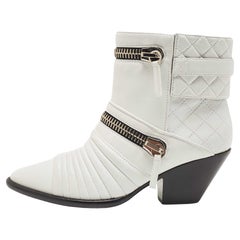 Giuseppe Zanotti White Leather Olinda Ankle Boots 