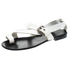 Giuseppe Zanotti White Leather Toe Ring Cross Strap Sandals Size 43