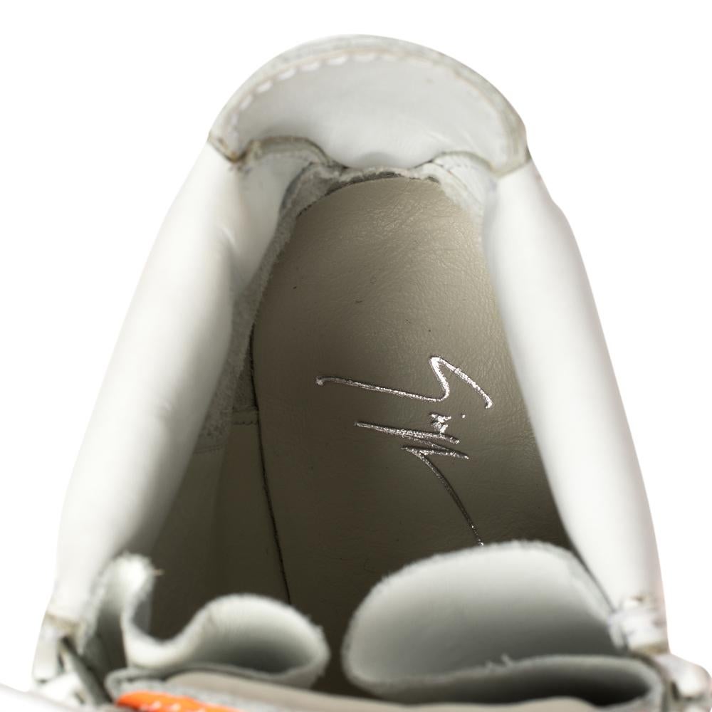 Giuseppe Zanotti White/Neon Orange High Top Wedge Sneakers Size 37.5 1