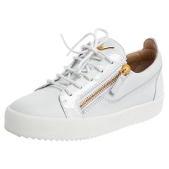 Giuseppe Zanotti White Patent And Leather London Low Top Sneakers Size 39