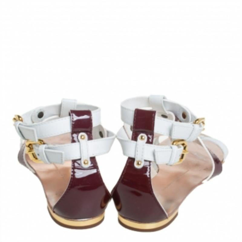 Giuseppe Zanotti White Patent Leather And Leather Flat Strappy Sandals Size 36 For Sale 3