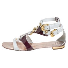 Giuseppe Zanotti White Patent Leather And Leather Flat Strappy Sandals Size 36