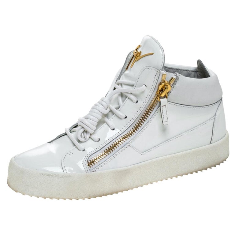Giuseppe Zanotti White Patent Leather London High Top Sneakers Size 39 ...