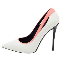 Giuseppe Zanotti White/Pink Leather Pointed Toe Pumps Size 40