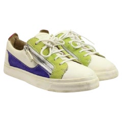 Giuseppe Zanotti White Purple Green Multi-color Low Top Sneakers 35.5 Gzsty07 
