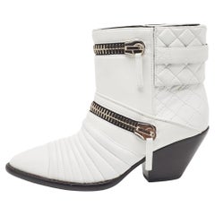 Giuseppe Zanotti - Bottines en cuir blanc matelassé, taille 37,5