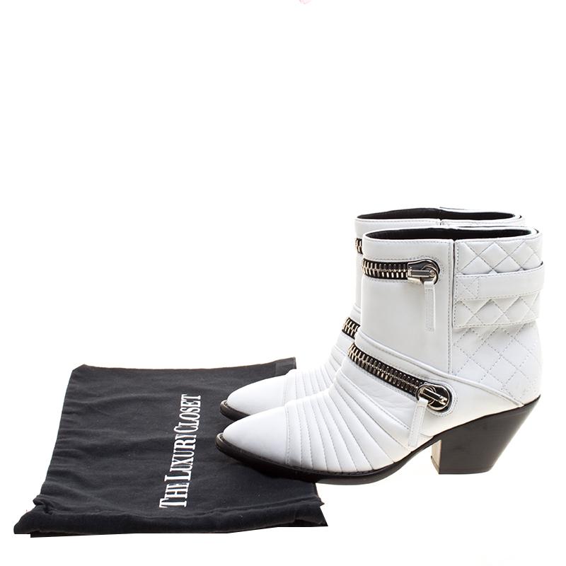 Giuseppe Zanotti White Quilted Leather Ankle Boots Size 38 3