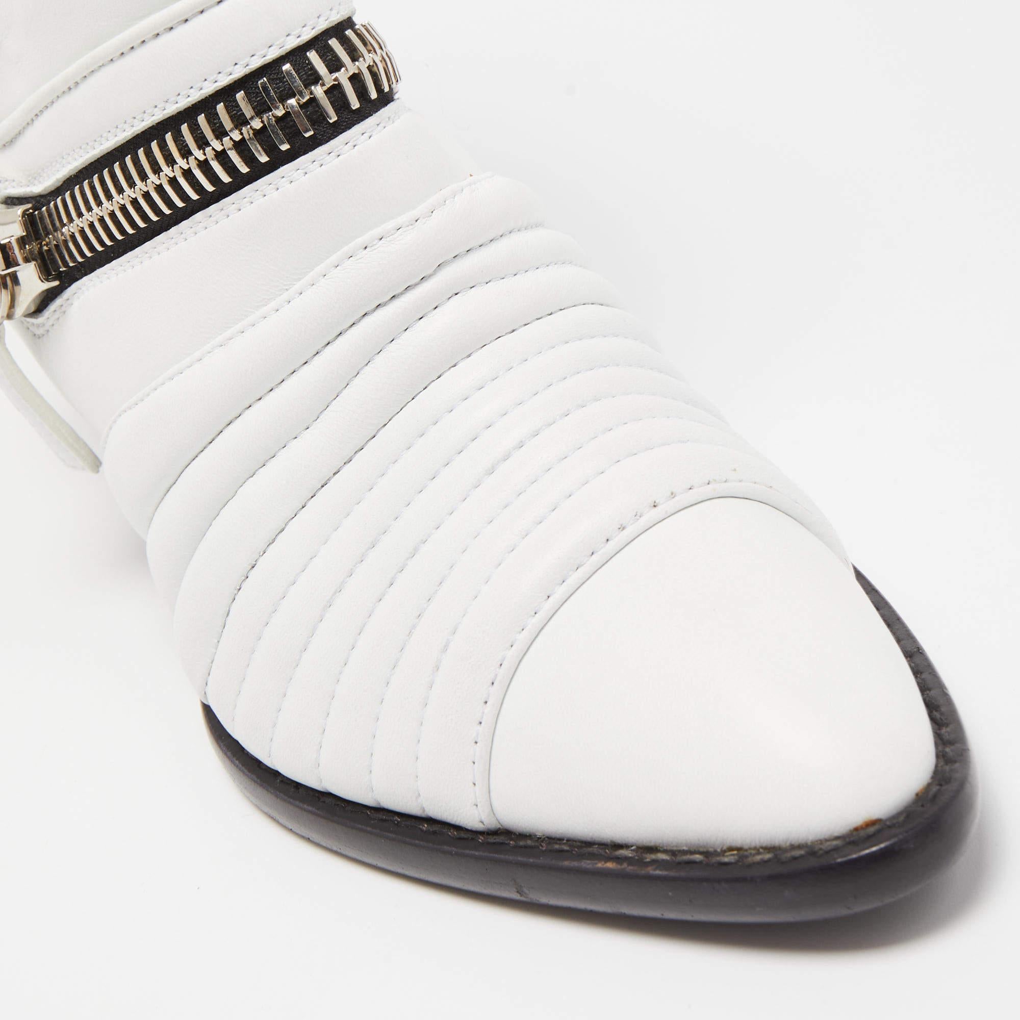 Giuseppe Zanotti White Quilted Leather Ankle Boots Size 38 5