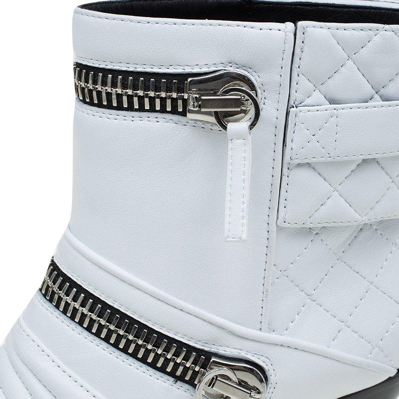 Giuseppe Zanotti White Quilted Leather Ankle Boots Size 39 1