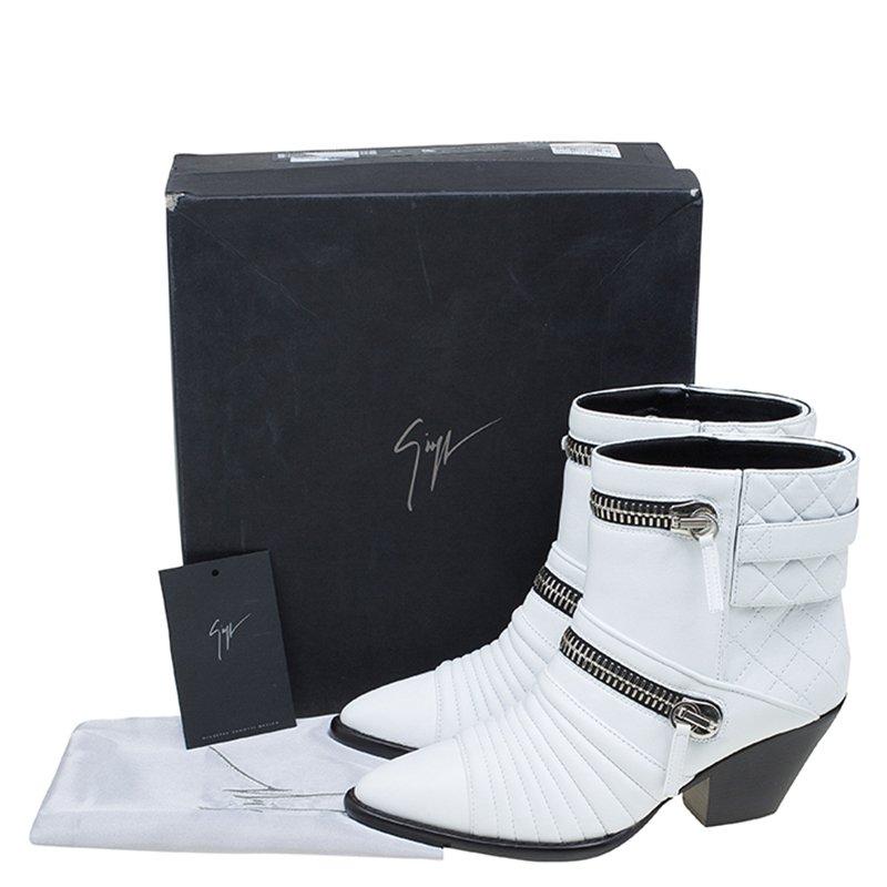 Giuseppe Zanotti White Quilted Leather Ankle Boots Size 39 2