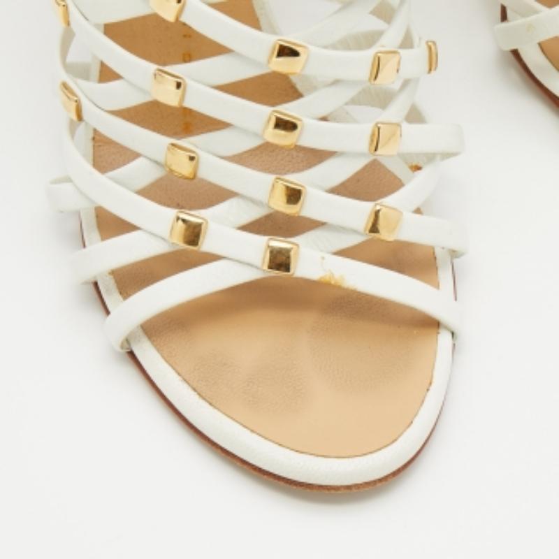 Donna Giuseppe Zanotti Sandali Strappy impreziositi in pelle bianca/rossa Taglia 36 in vendita