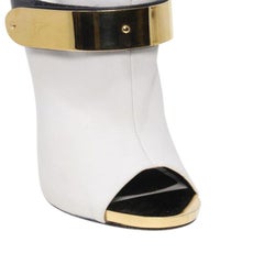 Giuseppe Zanotti White Women's Open Toe Gold-tone Velcro Strap Ankle Boots