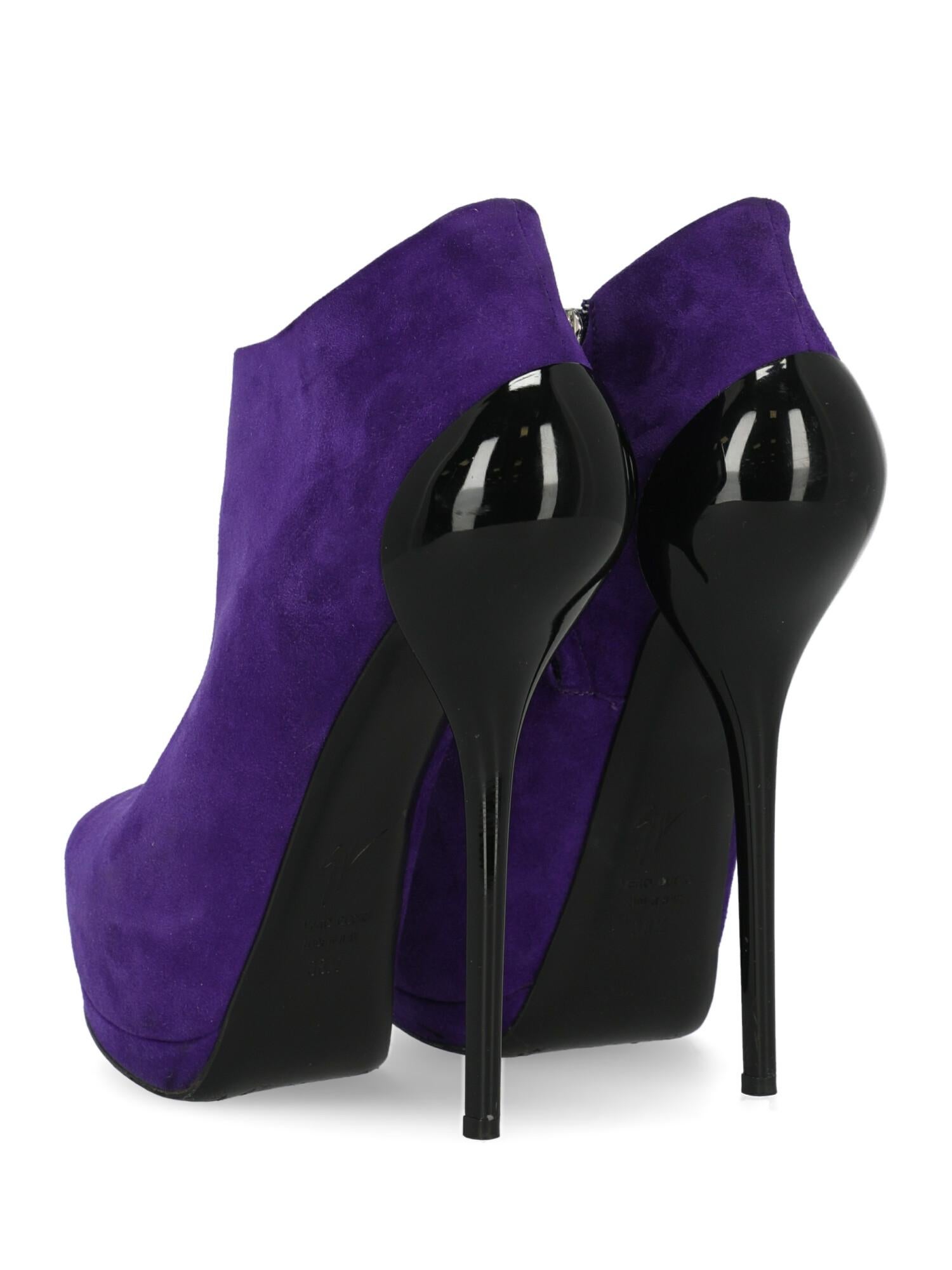 Purple Giuseppe Zanotti Woman Ankle boots Black Leather IT 38.5 For Sale