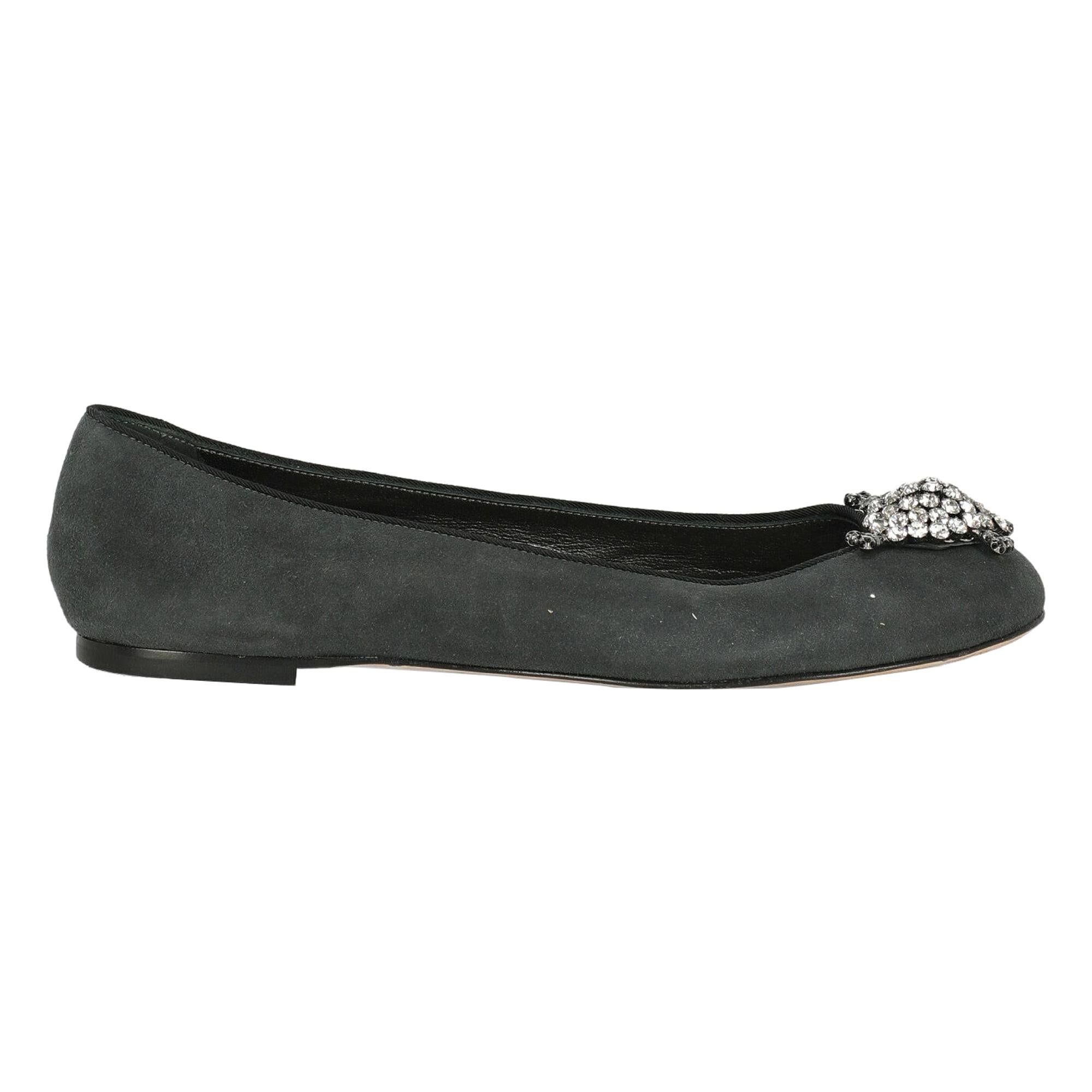 Giuseppe Zanotti Woman Ballet flats Anthracite Leather IT 38.5 For Sale