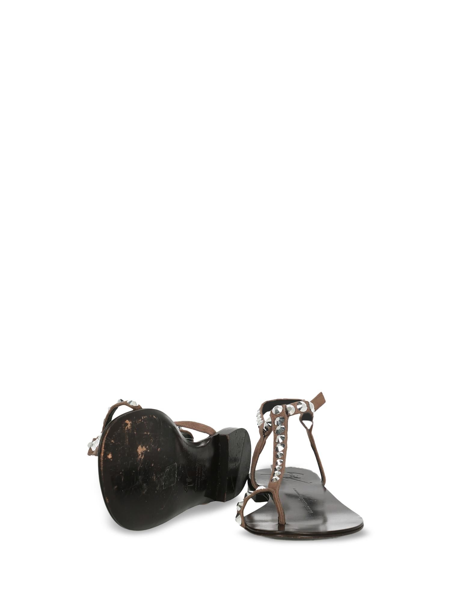 Women's Giuseppe Zanotti Woman Flip-flops Brown Leather IT 37.5 For Sale
