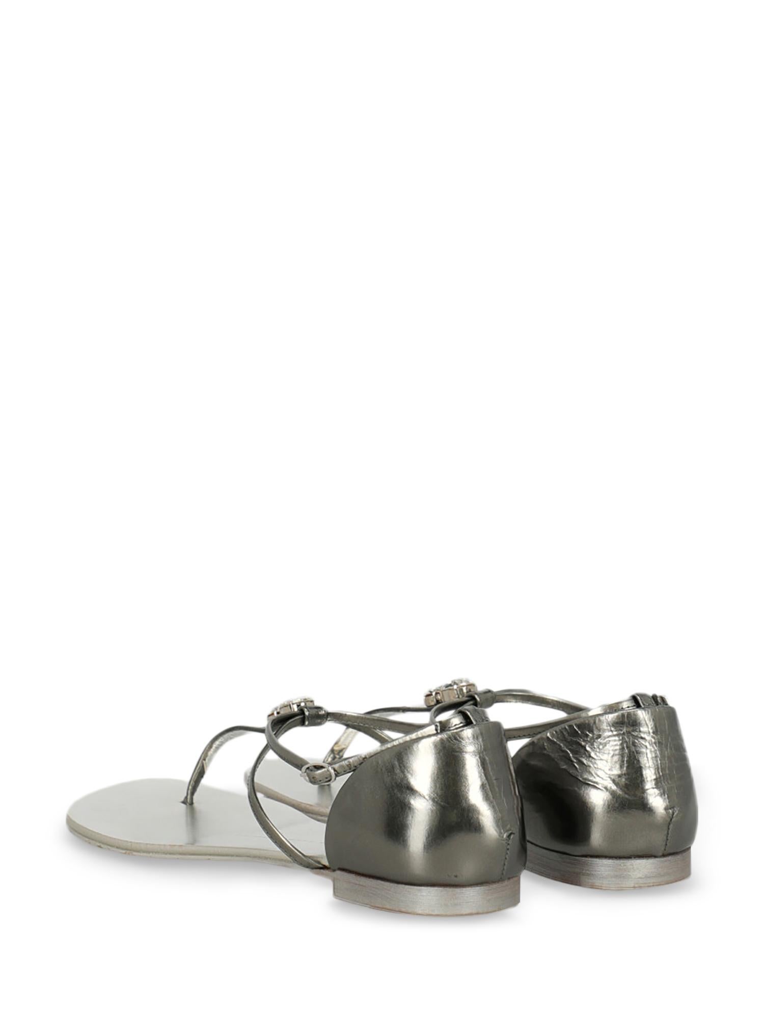 Women's Giuseppe Zanotti Woman Sandals Silver Leather IT 38 For Sale