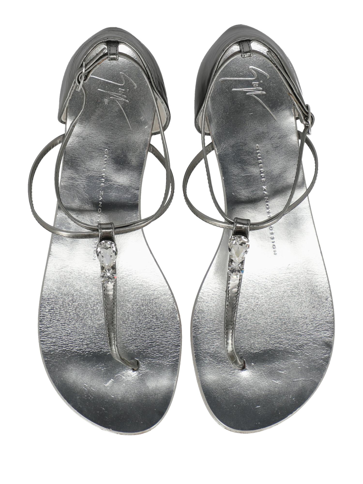 Giuseppe Zanotti Woman Sandals Silver Leather IT 38 For Sale 2
