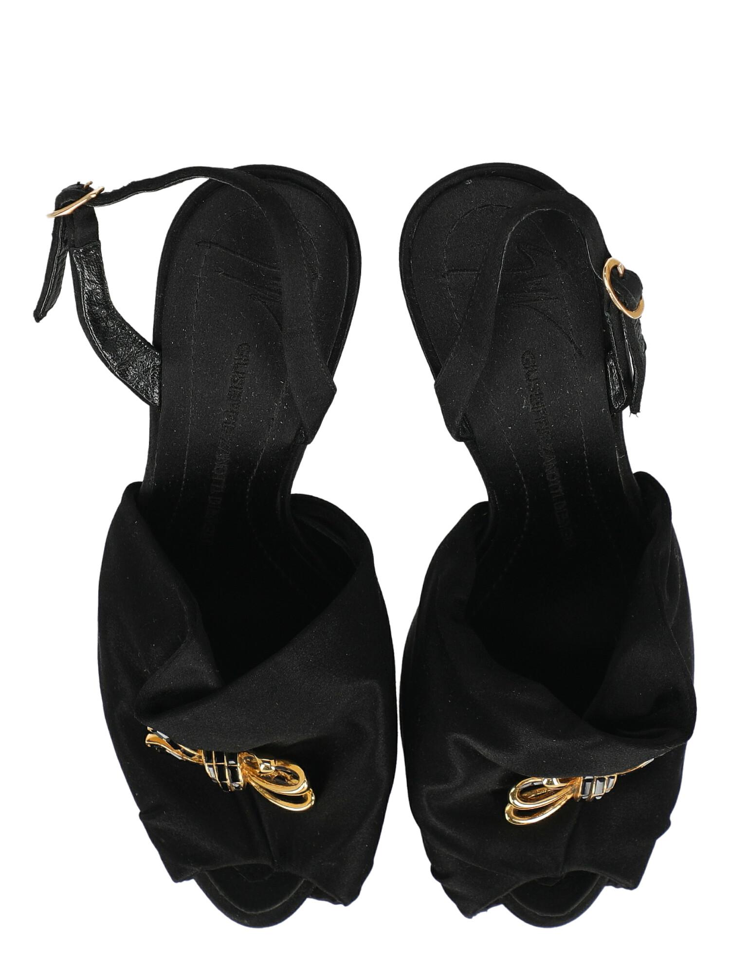 Giuseppe Zanotti Women  Sandals Black Fabric IT 37 For Sale 2