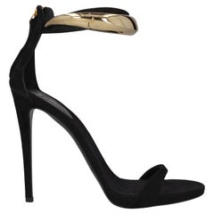 Giuseppe Zanotti Women Sandals Black, Gold Leather EU 38.5