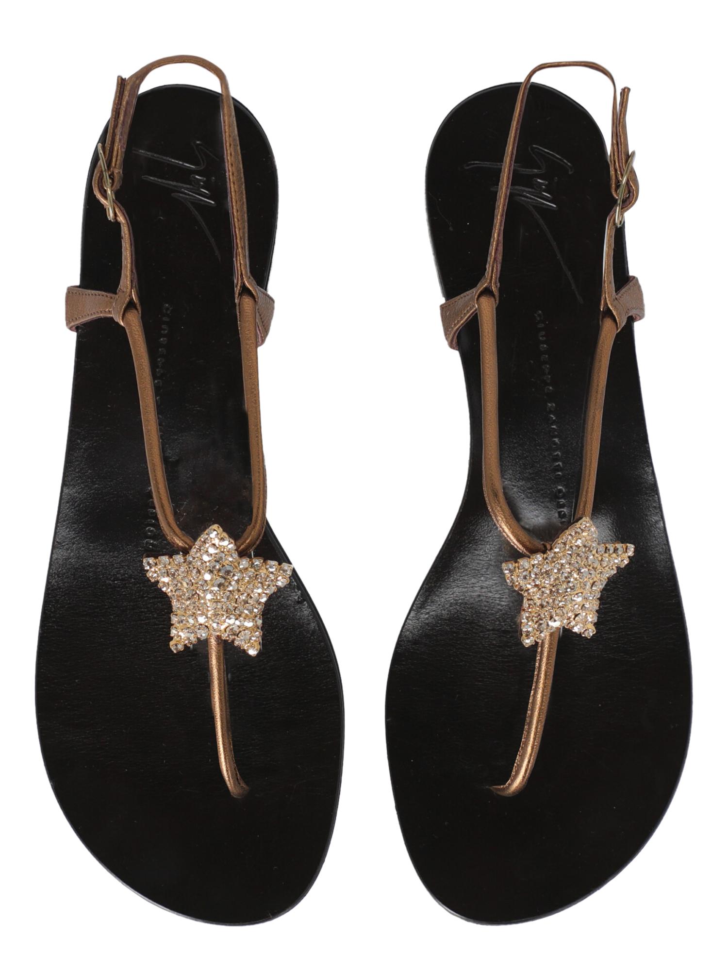 Women's Giuseppe Zanotti Women Sandals Gold Leather EU 38 For Sale