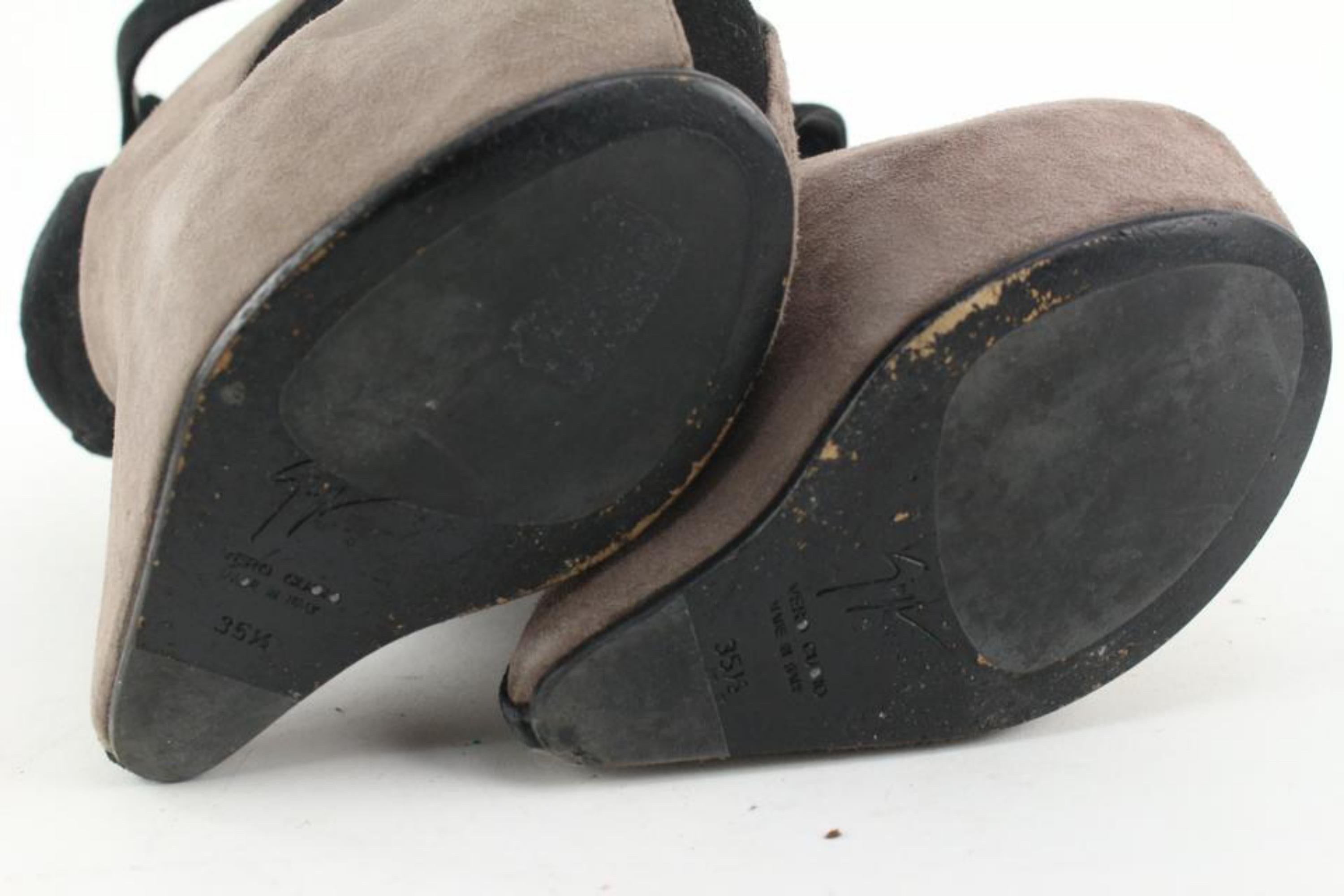 Giuseppe Zanotti Women's 35.5 Black x Grey Suede Cannella No Heel Platforms  For Sale 4