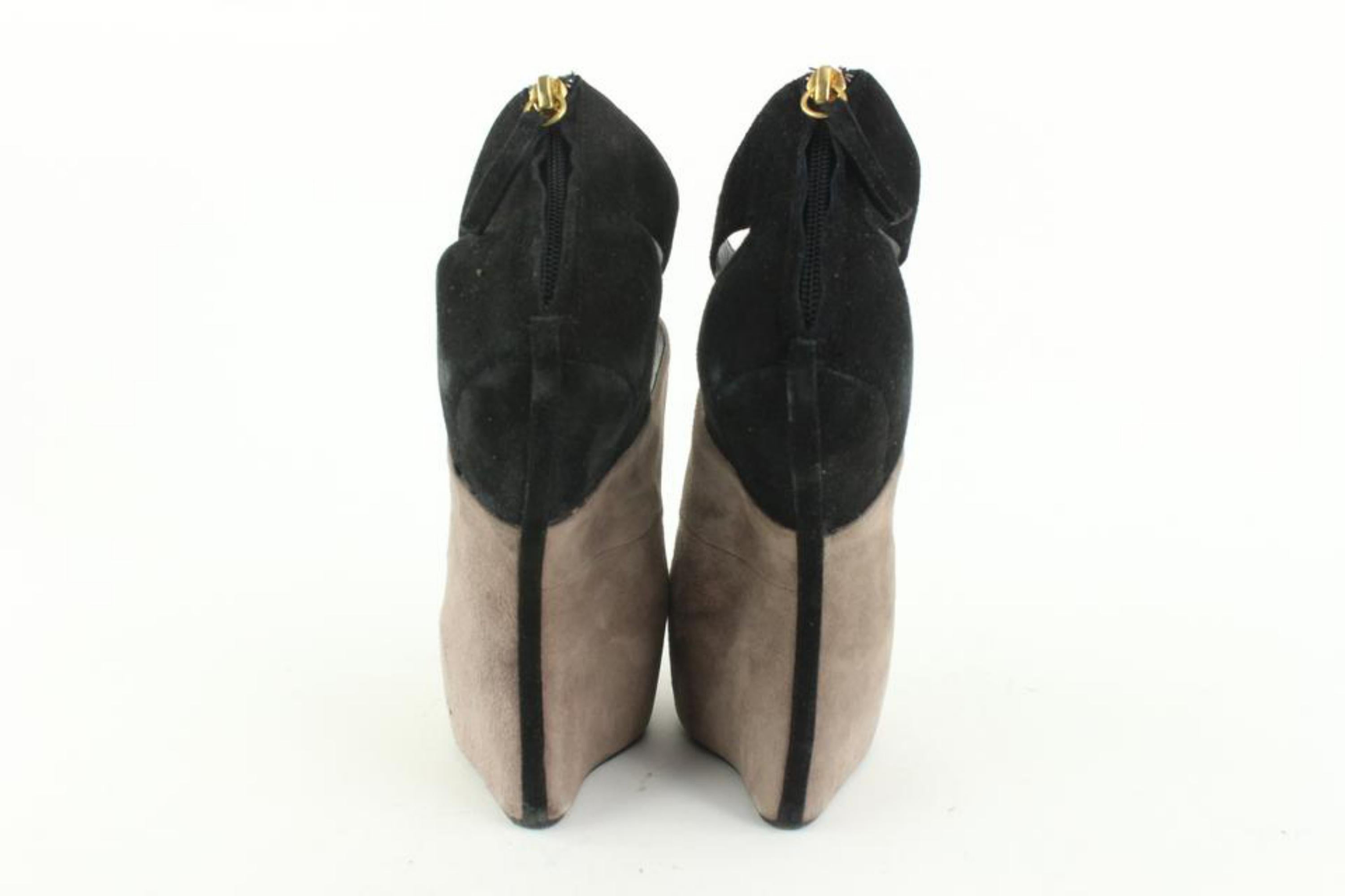 Gray Giuseppe Zanotti Women's 35.5 Black x Grey Suede Cannella No Heel Platforms  For Sale