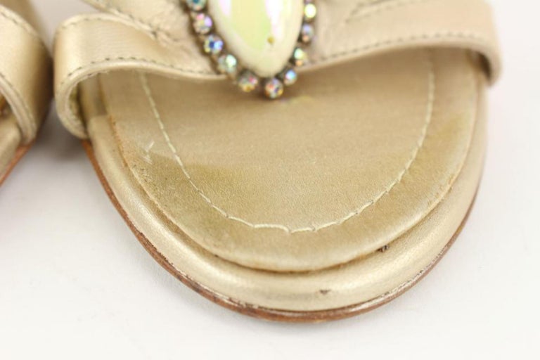 Sandale à Talon Aiguille Giuseppe Zanotti Métallisée Ornée De Bijoux - Taille 38.5 EU / 8 US - Neuf