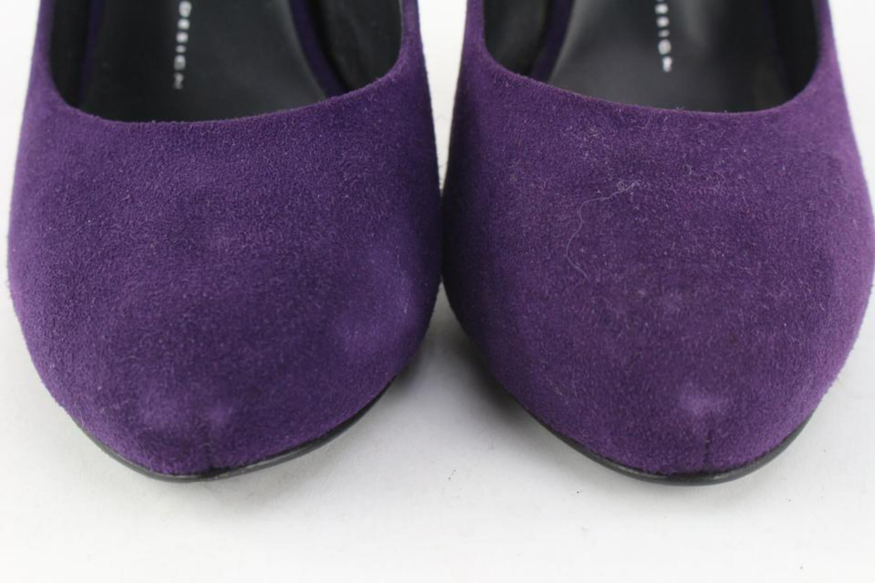 Giuseppe Zanotti Women's 39.5 Purple Suede x Gold Nana Heels 1116gz45 For Sale 5