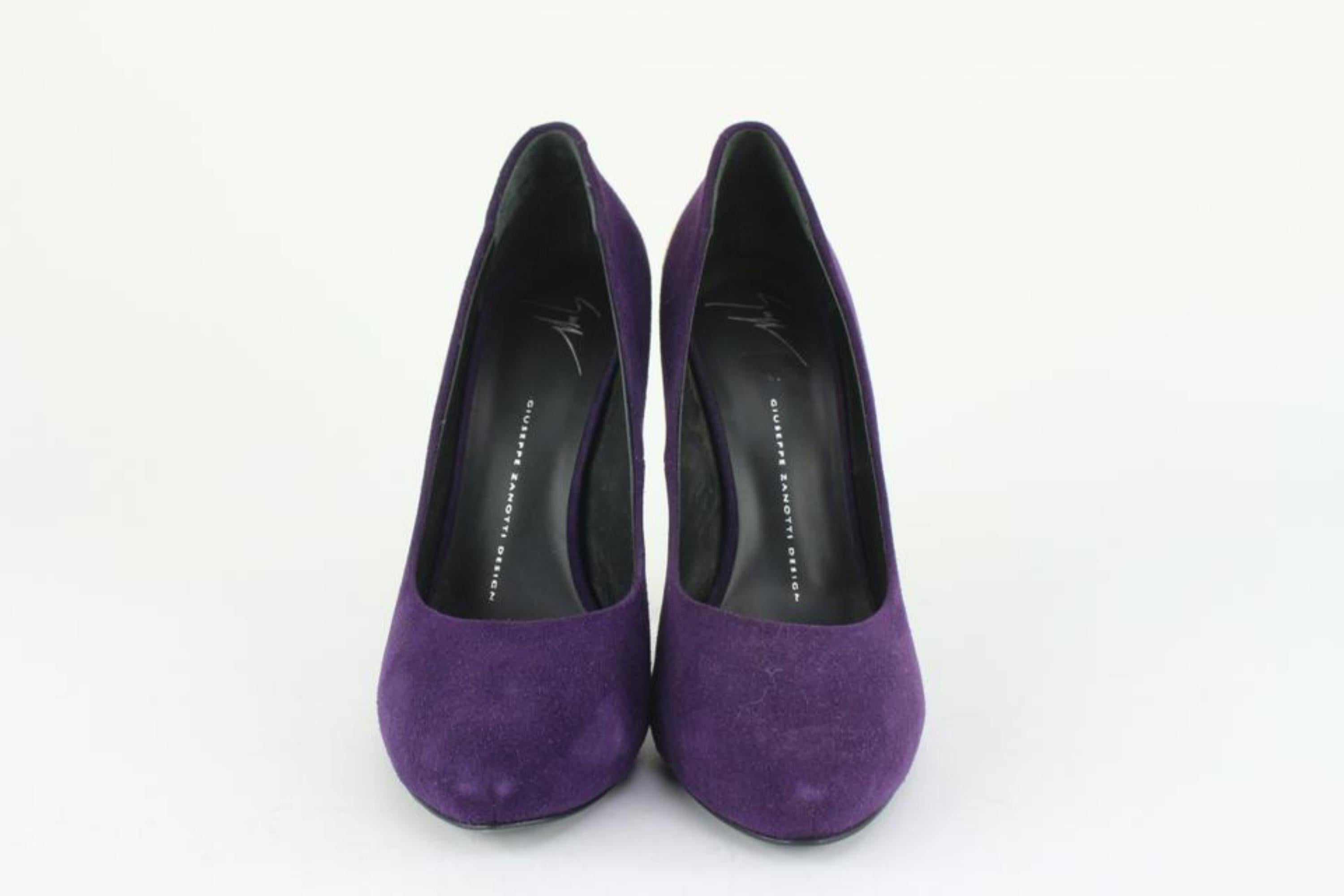 Black Giuseppe Zanotti Women's 39.5 Purple Suede x Gold Nana Heels 1116gz45 For Sale