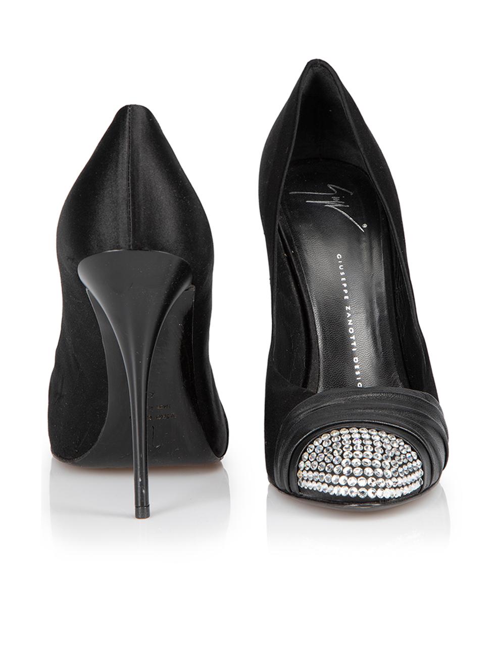 Giuseppe Zanotti Women's Black Crystal Embellished Toe Cap Pumps In Good Condition In London, GB