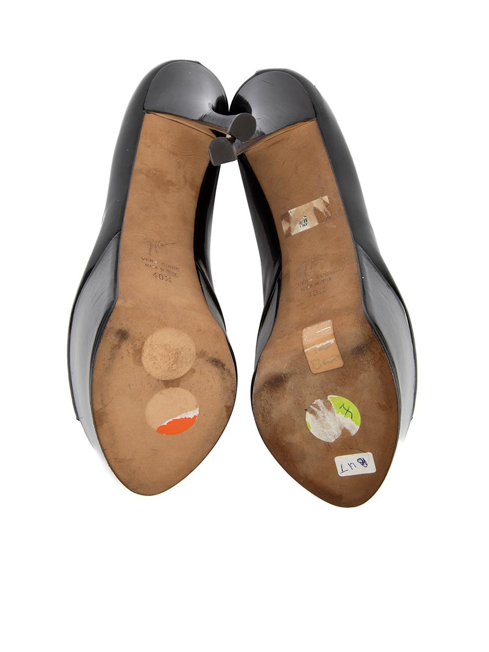 Giuseppe Zanotti Women's Black Patent Platform Peep Toe Heels For Sale 1
