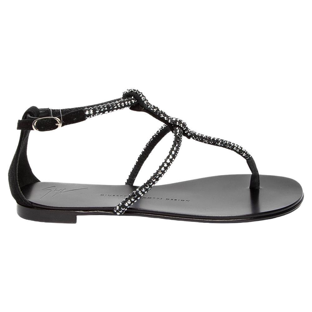 Giuseppe Zanotti Women's Black T-Bar Strap Sandals For Sale at 1stDibs