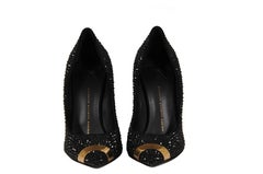 Giuseppe Zanotti Womens Crystal Emballished Heels US 9 EU 39 Black Gold Studded