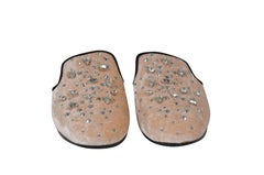 Giuseppe Zanotti Womens Letizia Mules EU39 US9 Tan Nude Crystal Embellished Slip