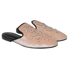Giuseppe Zanotti Womens Letizia Mules EU39 US9 Tan Nude Crystal Embellished Slip