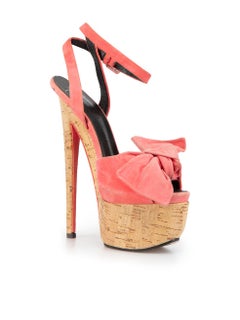 Giuseppe Zanotti Women's Pink Suede Cork Platform Heel Sandals