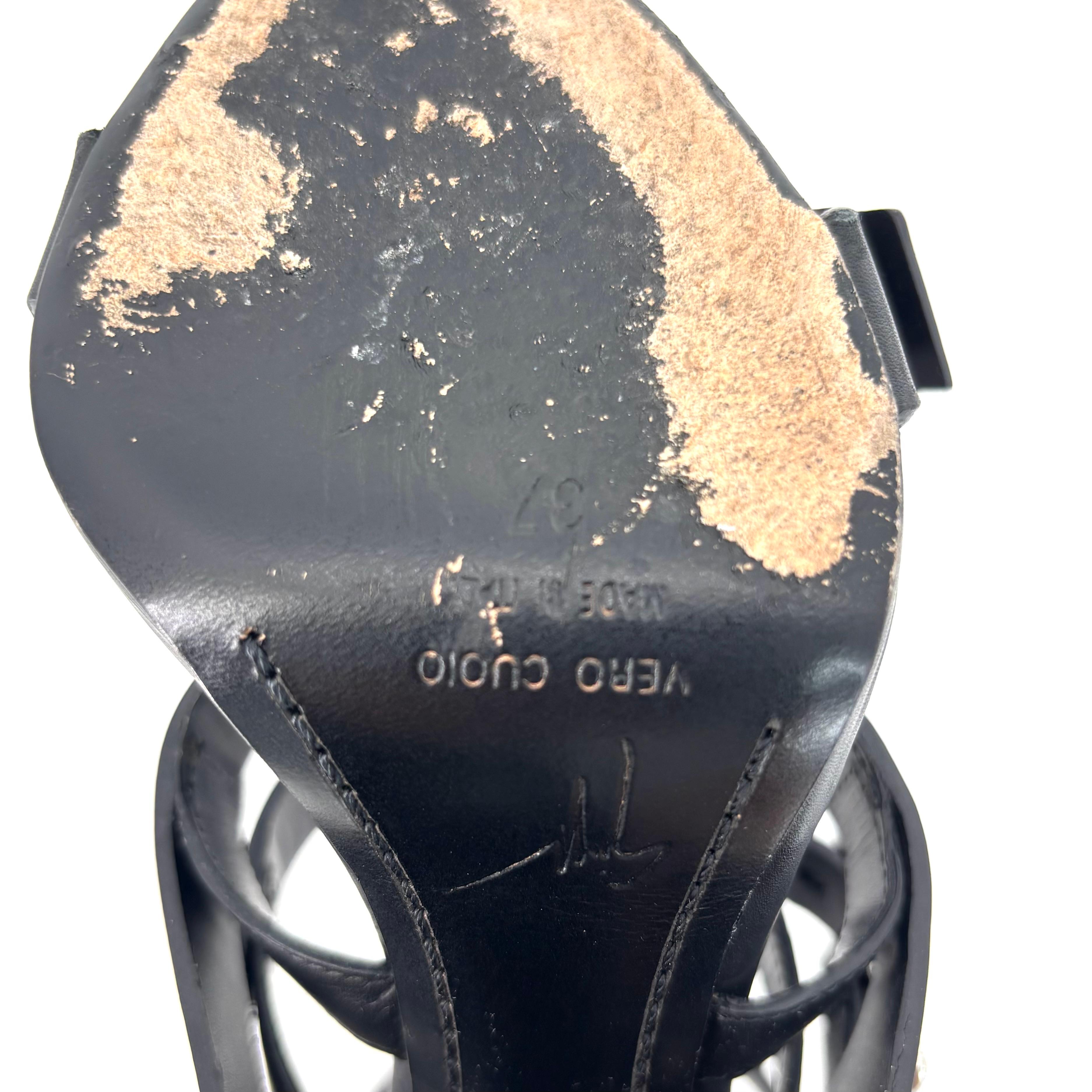 Giuseppe Zanotti Wraparound Schnalle Schwarz Riemchen Gladiator Stiletto Sandalen 37 im Angebot 3