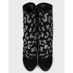 Giuseppe Zanotti x Balmain Black Suede Crystal Ankle Boots Size 39