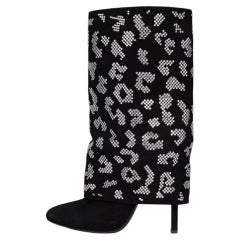 Giuseppe Zanotti x Balmain Black Suede Crystal Ankle Boots Size 39